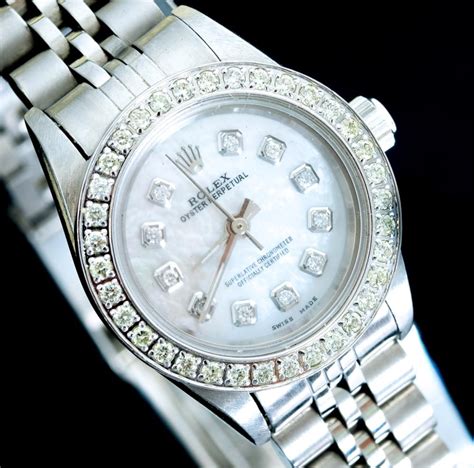 rolex 36mm 3 carat diamond baguette bezel|Rolex oyster perpetual diamond bezel.